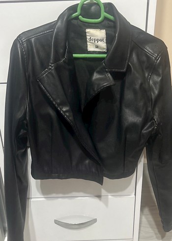 Siyah Deri Düğmeli Kadın Ceket - Görsel 2