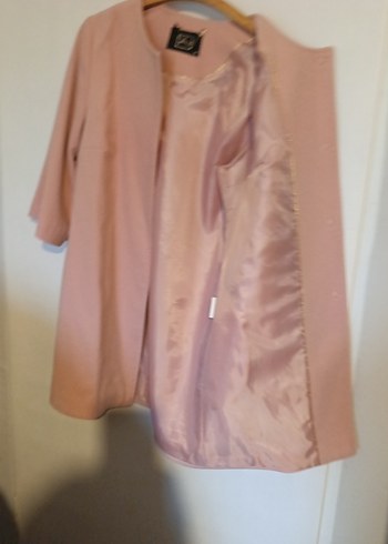 Düğmeli Pudra Pembe Midi Kadın Kaban - Görsel 2