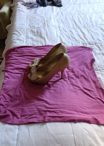 Pembe Saten Drapeli Stiletto Topuklu Kadın Ayakkabı