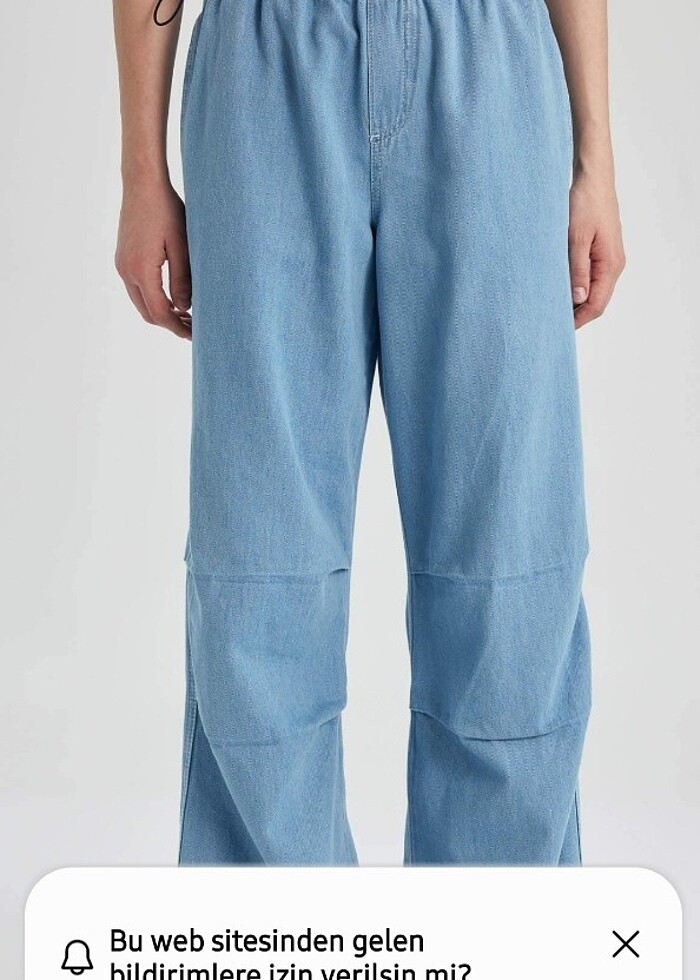 Jogger Yüksek Bel Bilek Boy Paraşüt Jean Pantolon - Görsel 3