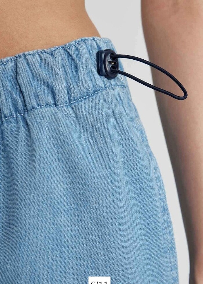 Jogger Yüksek Bel Bilek Boy Paraşüt Jean Pantolon - Görsel 4