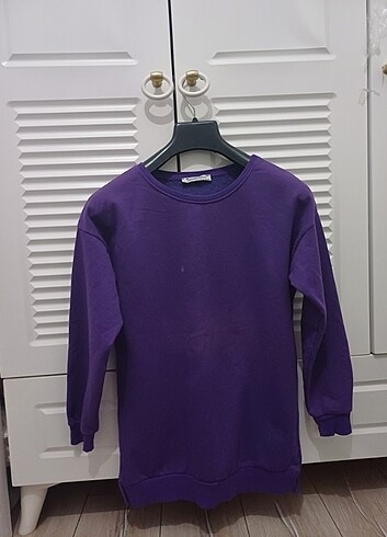 Diğer Düz Renk Bisiklet Yaka Sweat - Mor