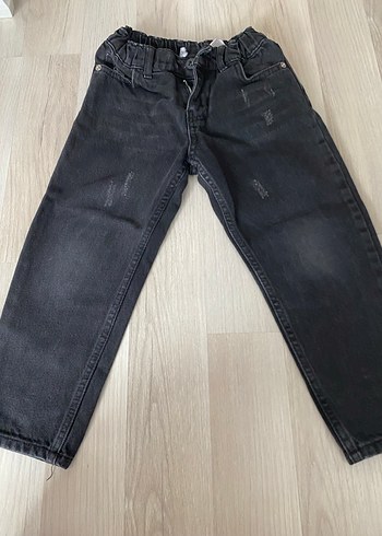 Gri Erkek Çocuk Bol Kesim Kot Pantolon