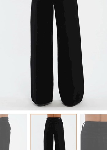 Siyah Genis Paça Denim Kadın Pantolon