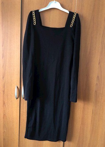 Siyah Triko Elbise - Görsel 2