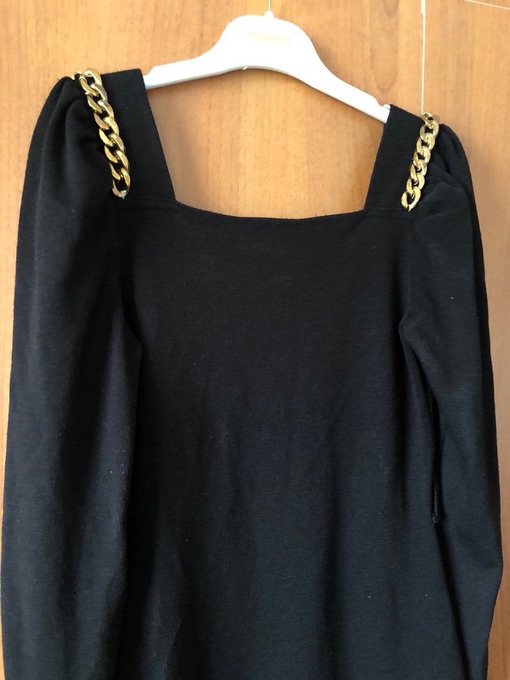 Siyah Triko Elbise - Görsel 3