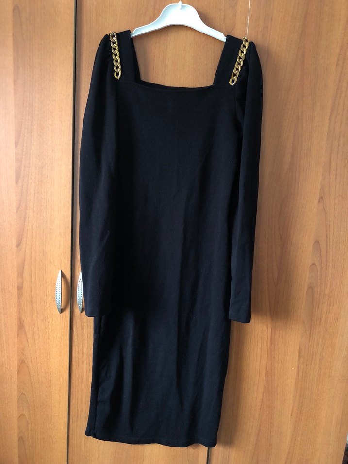 Siyah Triko Elbise - Görsel 2