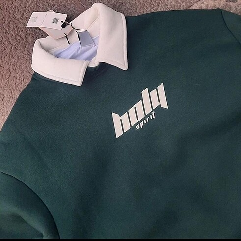 A Plus Unisex Fake Yaka Oversize Sweatshirt Yeşil