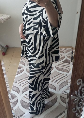 Diğer Zebra Desenli Midi Kadın Kimono