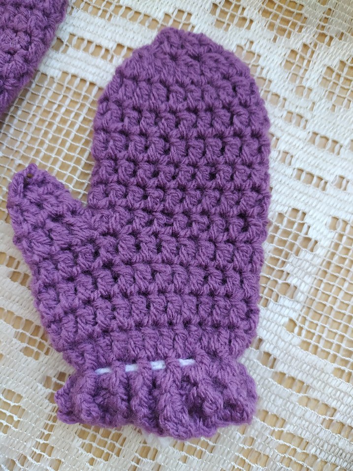 Mor Örgü Kız Çocuk Eldivenleri Çiçek Detaylı - Görsel 4