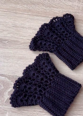 Bej Dantel Detaylı Bohem Örgü Eldiven - Görsel 2