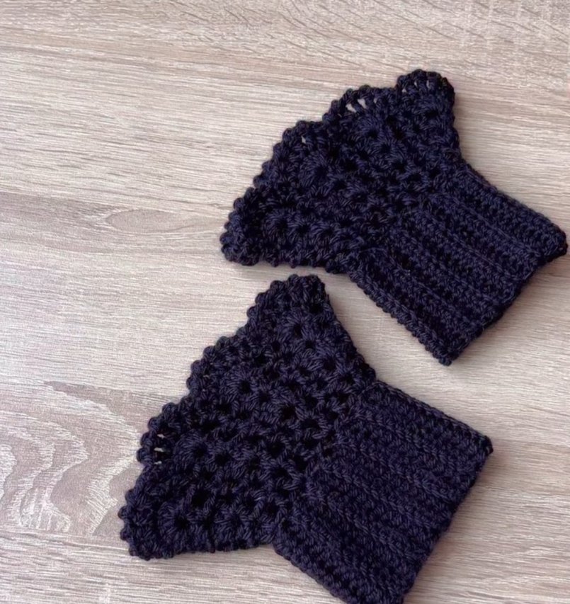 Bej Dantel Detaylı Bohem Örgü Eldiven - Görsel 2