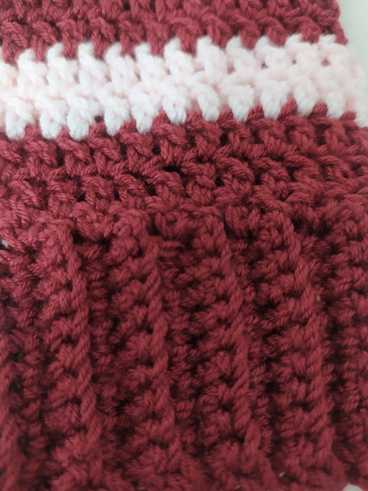 Bordo Pembe Fırfırlı Örgü Kadın Eldiveni - Görsel 3