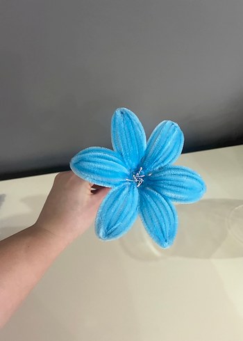 Mavi el yapımı çiçek - Görsel 6