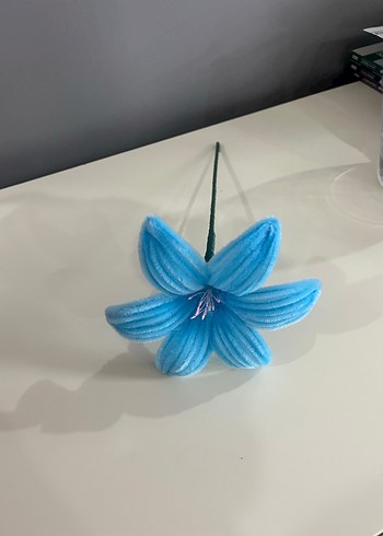 Mavi el yapımı çiçek - Görsel 8