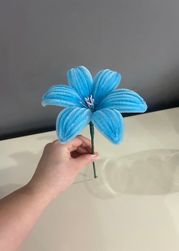 Mavi el yapımı çiçek - Görsel 5