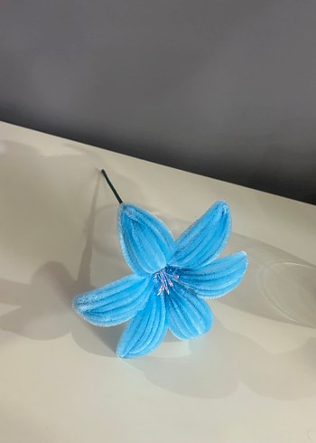 Mavi el yapımı çiçek - Görsel 7