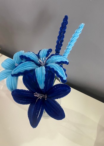 Mavi Renkli Çiçek şönil - Görsel 5