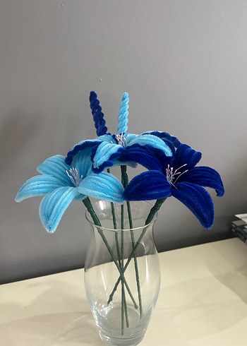 Mavi Renkli Çiçek şönil - Görsel 4