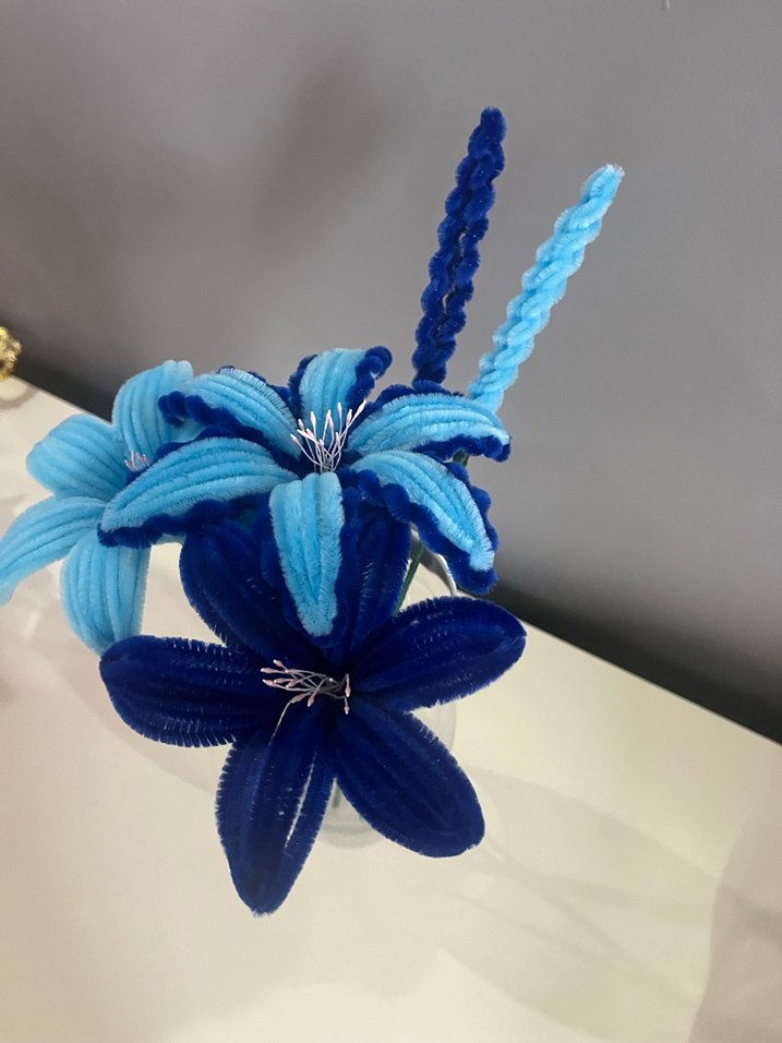 Mavi Renkli Çiçek şönil - Görsel 5