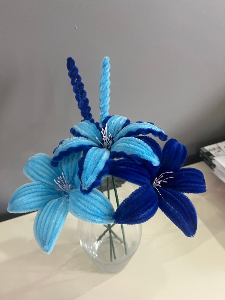 Mavi Renkli Çiçek şönil - Görsel 3