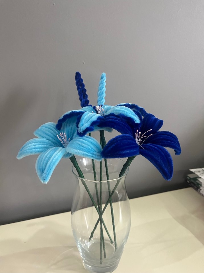 Mavi Renkli Çiçek şönil - Görsel 4