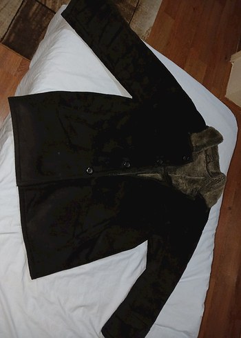2xl Beden Erkek Siyah Süet Düğmeli Kaban
