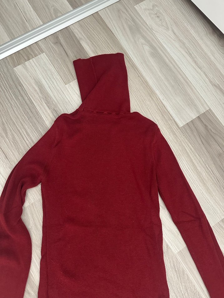 Bordo Kadın Boğazlı Triko Kazak - Görsel 2