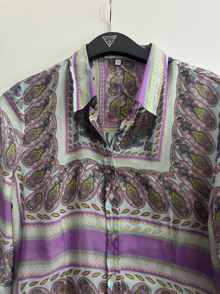 Bohem Mor Desenli Uzun Kollu Gömlek - Görsel 2