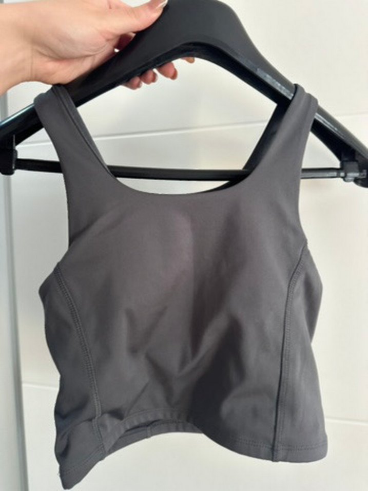 Gri Yüksek Yakalı Spor Crop Top - Görsel 3