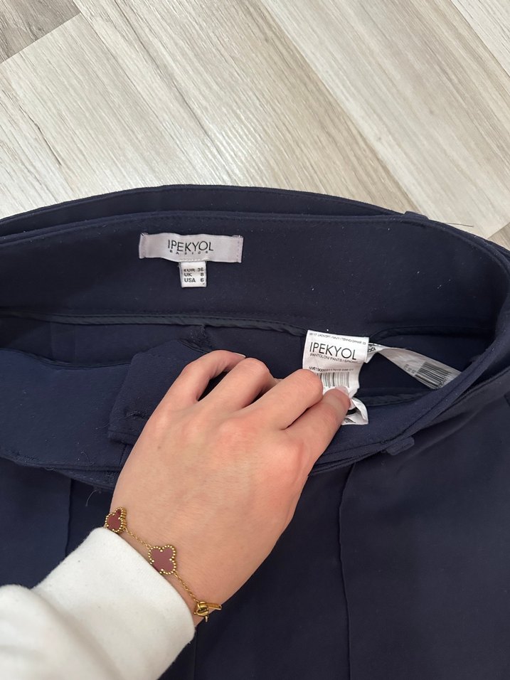 İpekyol Kemerli Lacivert Kadın Kumaş Pantolon - Görsel 3
