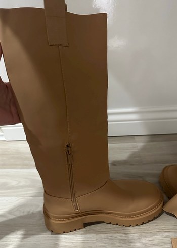 Stradivarius taba Kadın Deri Dizüstü Botlar - Görsel 5