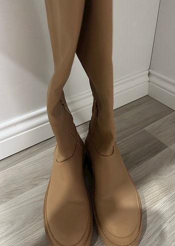 Stradivarius taba Kadın Deri Dizüstü Botlar - Görsel 3