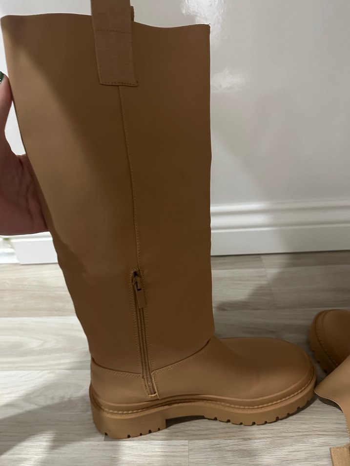 Stradivarius taba Kadın Deri Dizüstü Botlar - Görsel 5