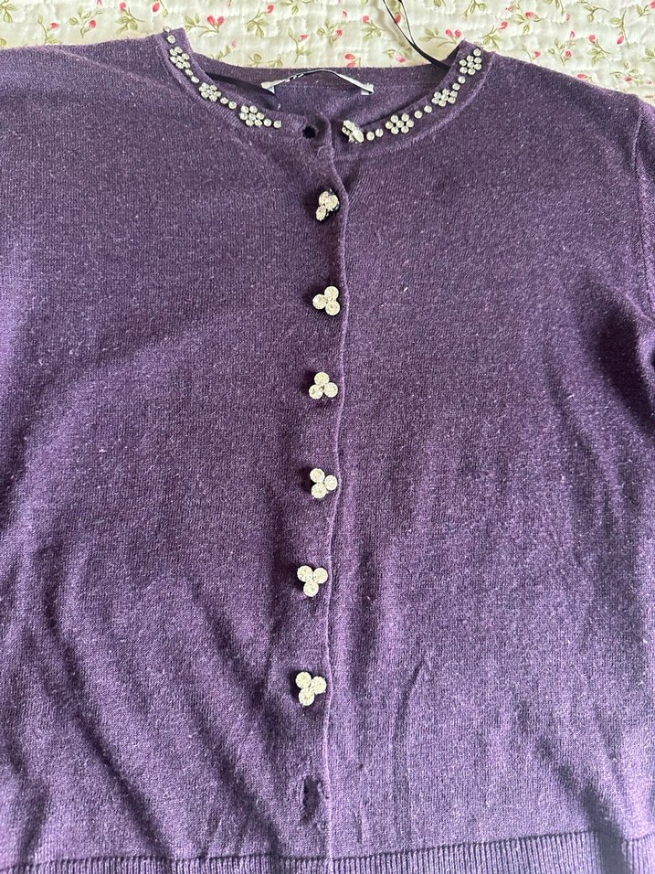 Zara Mor Düğmeli Uzun Kollu Triko Hırka - Görsel 2