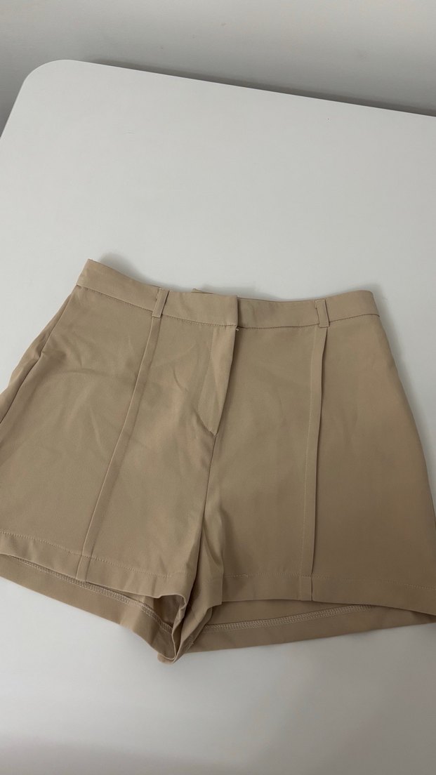 Bej Mini Pamuklu Salaş Şort - Görsel 4