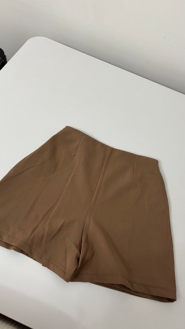 Kahverengi Kemerli Mini Şort Etek - Görsel 2