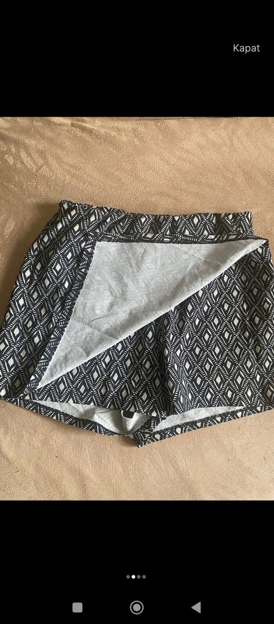 Bohem Gri Desenli Mini Şort etek - Görsel 2