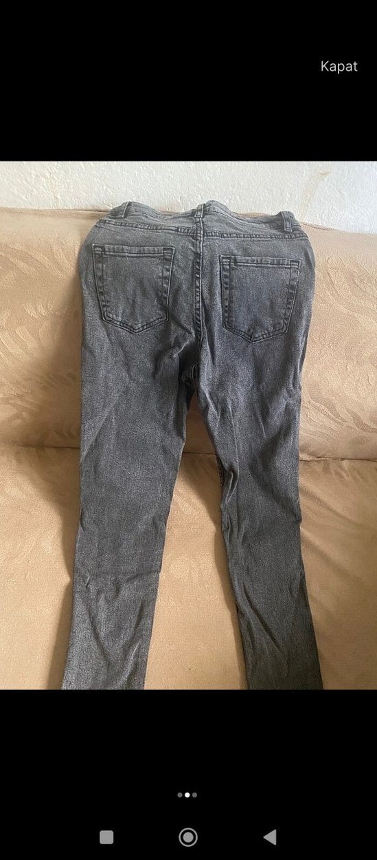 Gri Midi Boy Kadın Denim Pantolon - Görsel 2