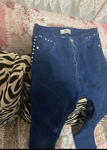 Koyu Mavi Bel Detaylı Kadın Skinny Jean - Görsel 2