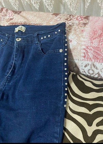 Koyu Mavi Bel Detaylı Kadın Skinny Jean - Görsel 4