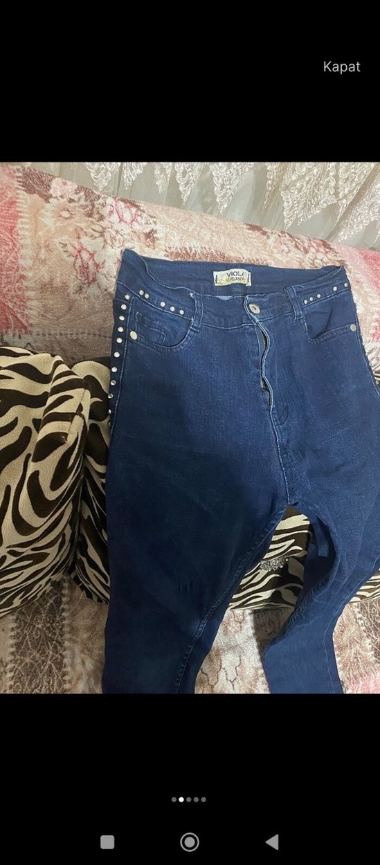 Koyu Mavi Bel Detaylı Kadın Skinny Jean - Görsel 2