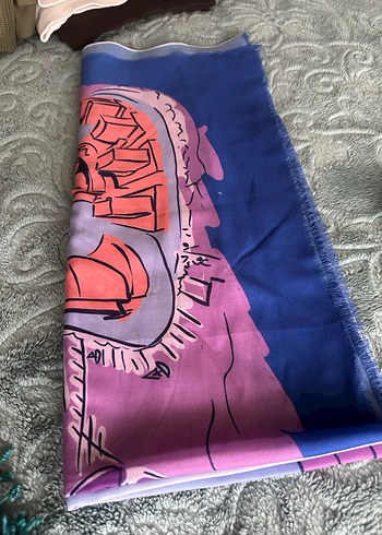 Gri Çok Renkli Kadın Fular - Görsel 2