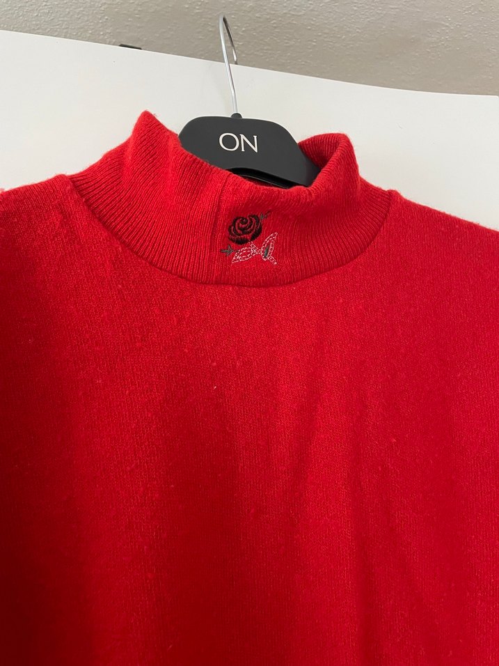 Kadın Kırmızı Yüksek Yakalı Sweatshirt - Görsel 2