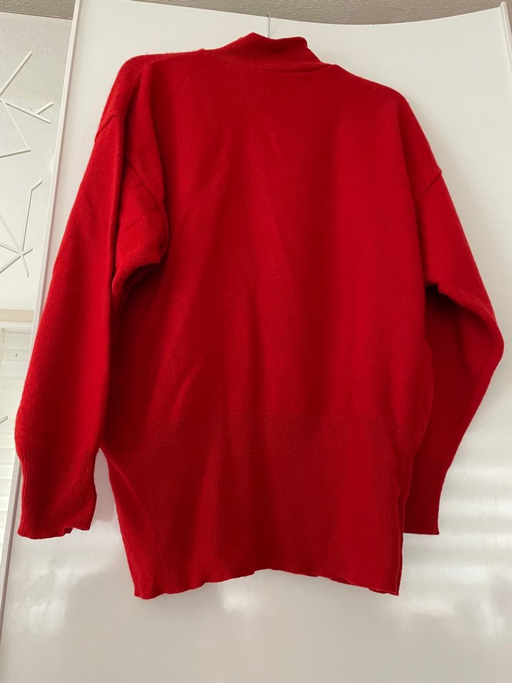 Kadın Kırmızı Yüksek Yakalı Sweatshirt - Görsel 3