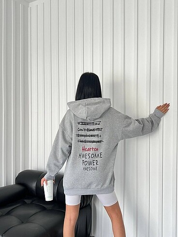 m Beden gri Renk 2İplik Şardonlu Sweatshirt Oversize