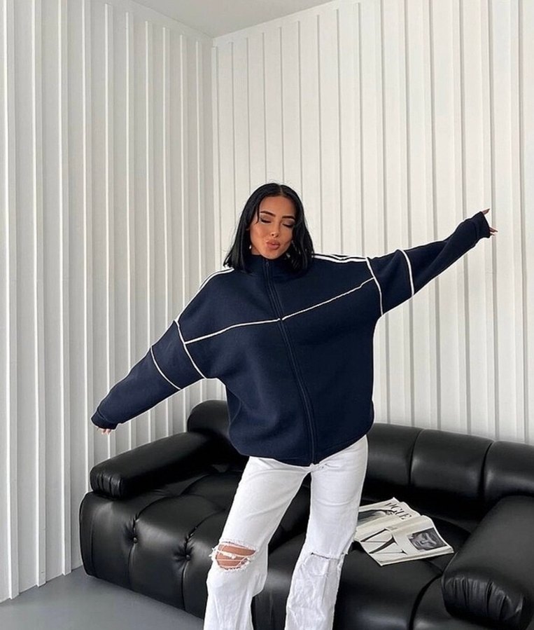 Lacivert 3 İplik Swetshırt - Görsel 4