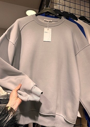 Vintage Love Gri Oversize Kadın Sweatshirt 3 iplik Kalın kumaş