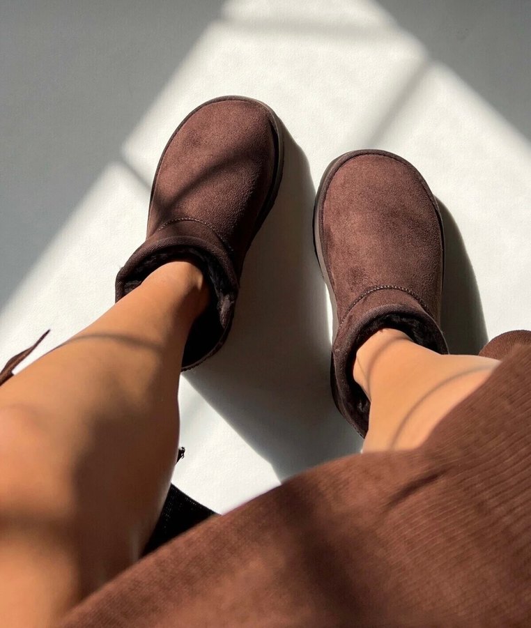 Kahverengi süet içi kürklü ugg - Görsel 2