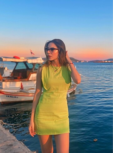 Yeşil mini elbise